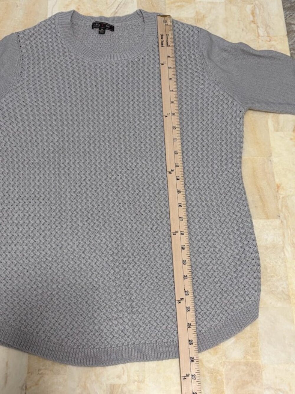 Lety & Me Gray Textured Knit Sweater Women’s Medium Elbow Patch - Picture 7 of 7